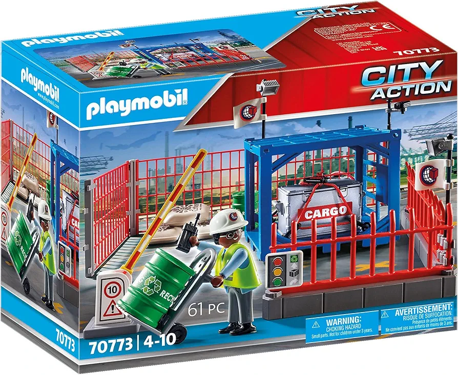 Playmobil City Action 70770 Electric Cargo Crane with Container, Built-in Motor, for Children Ages 4+