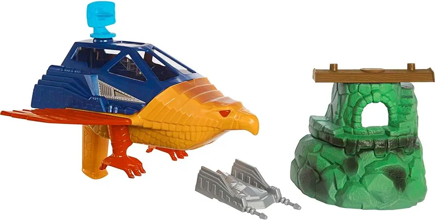 Masters of the Universe Origins Playset with Toy Plane & Accessories, Talon Fighter & Point Dread Outpost, 5.5-in scale