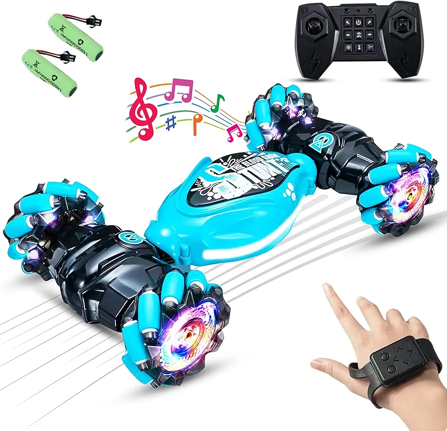 RC Gesture Cars for Boys & Girls - Watch & Remote Control Car with Lights & Music - Sturdy & Durable, Remote Control Car - 360 ° Rotation Car Toys for Birthday, Christmas & Holiday Gift