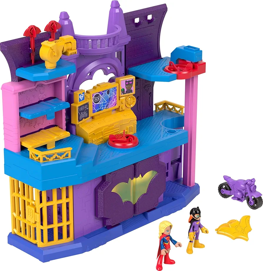 Fisher-Price Imaginext DC Super Friends Preschool Toy Batgirl Hero Hideout Playset with 2 Figures & 5 Accessories for Kids Ages 3+ Years