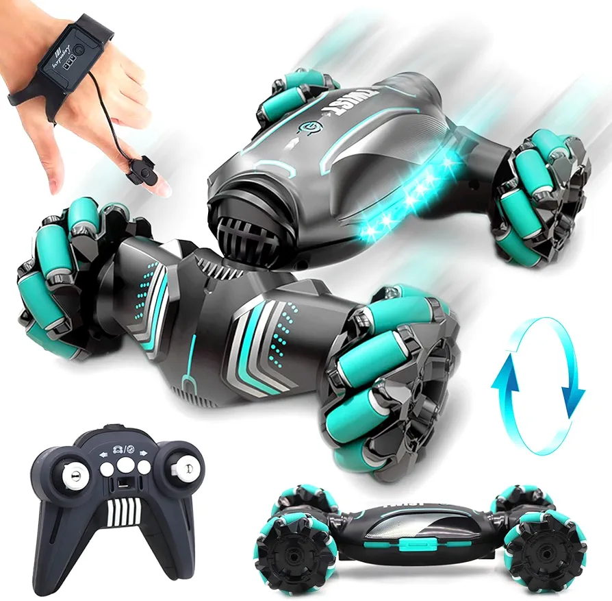 RC Stunt Car Remote Control Car Toys for Boys Age 6 7 8 9 10 11 12 Gesture Sensing Control Double Sided Rotating Drift Cars with Lights Music Birthday Gifts for Kids 2.4Ghz Gesture Sensing Car