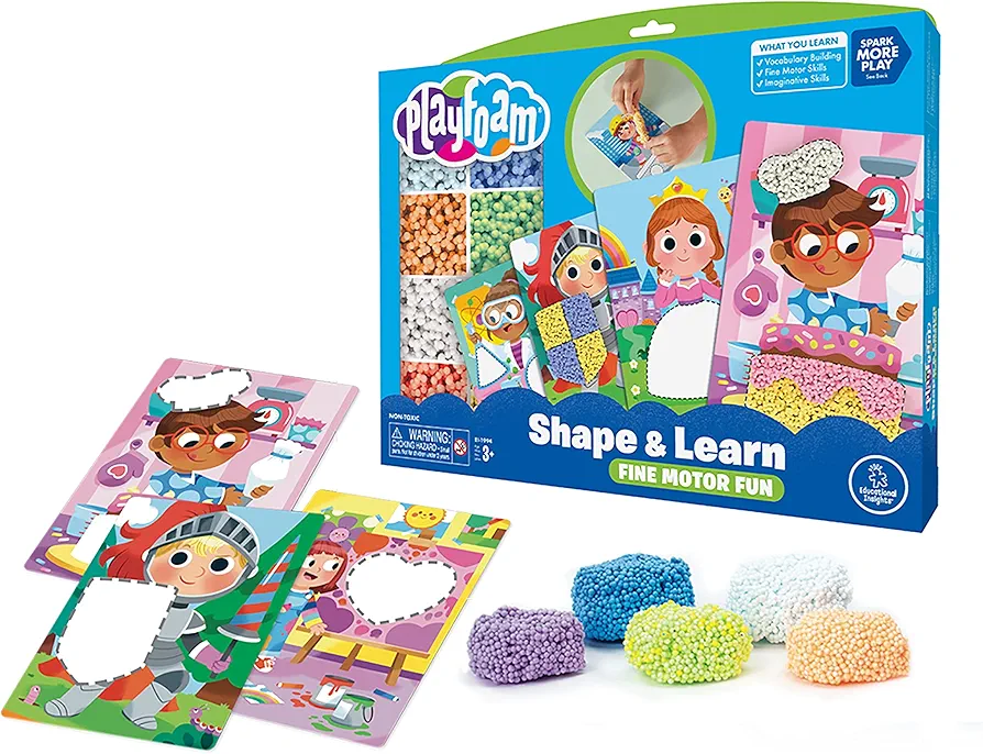 Educational Insights Playfoam Shape & Learn Character Cards, Build Vocabulary & Fine Motor Skills with a Sensory Toy, Ages 3+