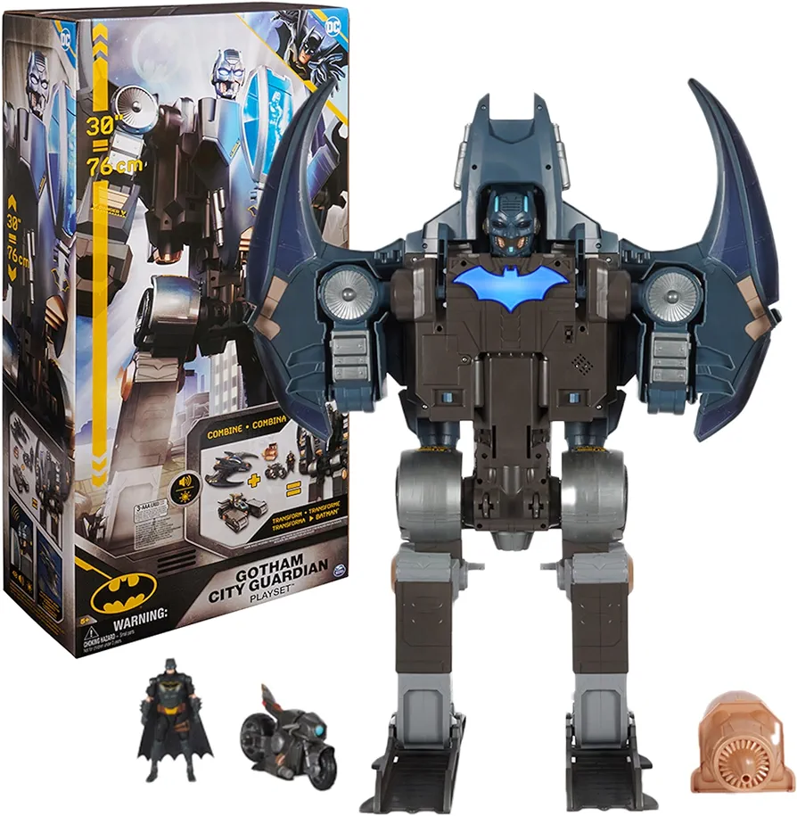 DC Comics, Batman, Gotham City Guardian Playset, 4-in-1 Transformation, Batman Figure, Lights & 40+ Sounds, Kids Toy for Boys & Girls Ages 5+