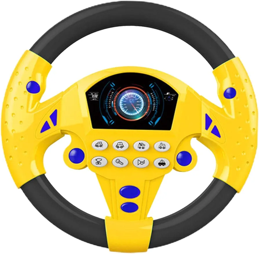 Interactive Steering Wheel Toy for Kids, Educational Playset, Yellow