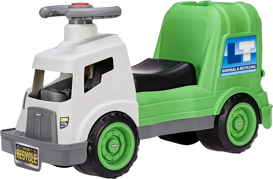 Little Tikes Dirt Diggers Garbage Truck Scoot Ride On with Real Working Horn and Trash Bin for Themed Roleplay for Boys, Girls, Kids, Toddlers Ages 2 to 5 Years, Large