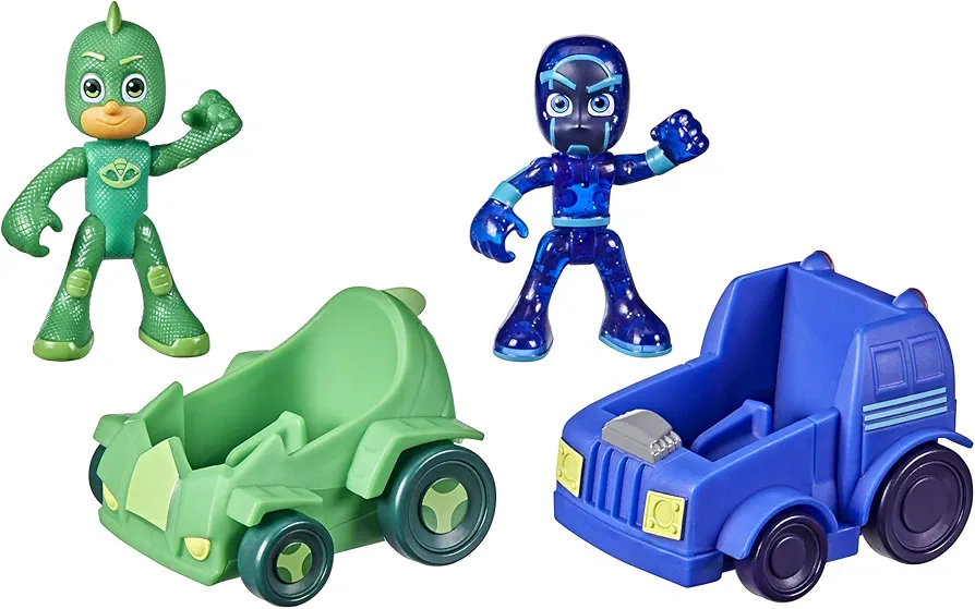 PJ Masks Gekko vs Night Ninja Battle Racers Preschool Toy, Vehicle and Action Figure Set for Kids Ages 3 and Up