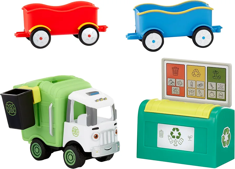 Little Tikes Let’s Go Cozy Coupe Garbage Truck Playset with Push and Play Vehicle for Floor or Tabletop Car Fun for Toddlers, Boys, Girls 3+ Years