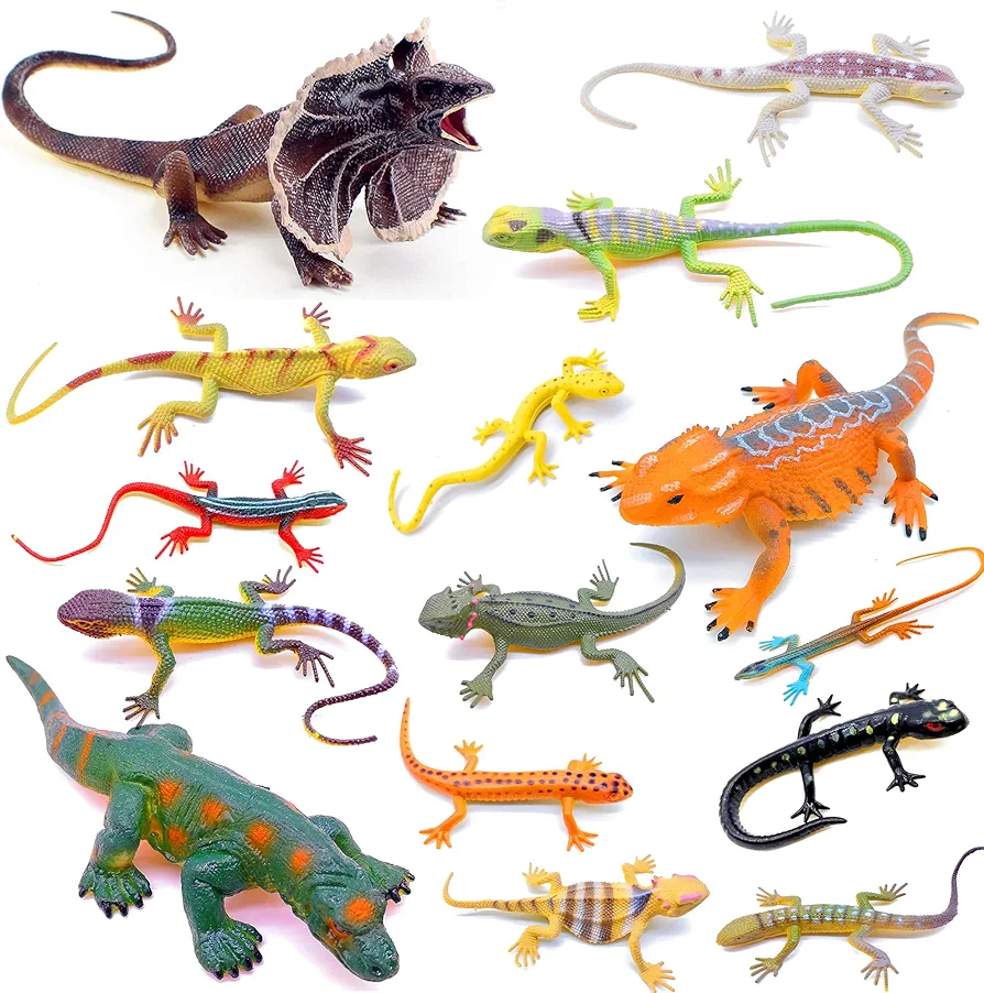 Lizards Toys 15pcs Realistic Lizard Chameleon Reptile Figure Play Set