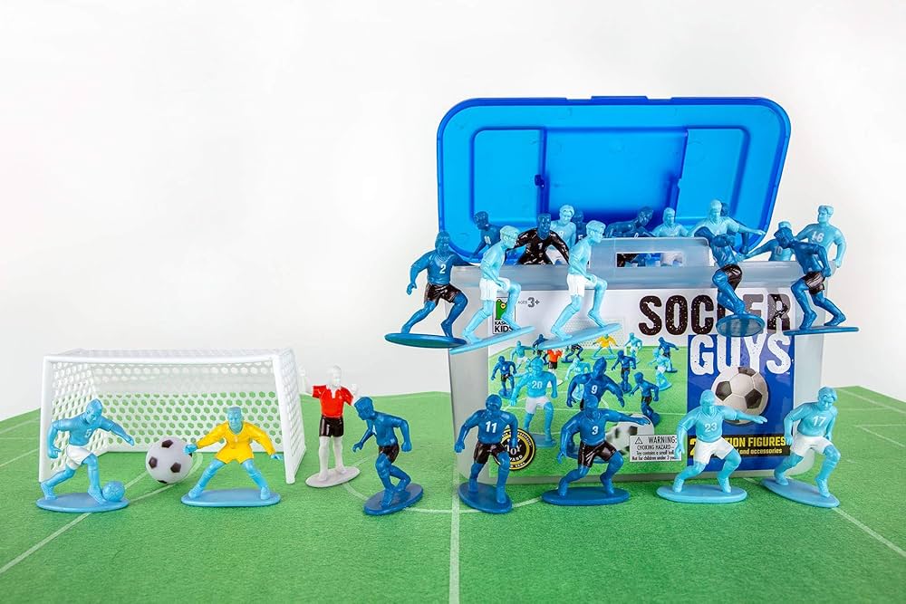 Soccer Guys - Navy/Black vs Blue/White - Sports Action Figures That Inspire Endless Hours of Creative Play in Kids Who Love Sports. Agest 3+