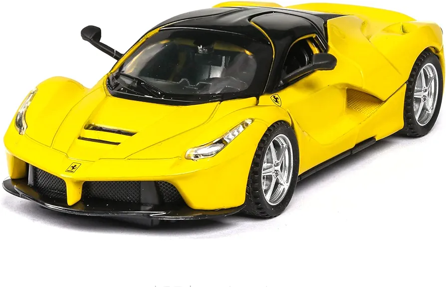 Alloy Collectible Yellow LaFerrari Toy Car Model Pull Back Race Vehicles Diecast with Lights and Sounds