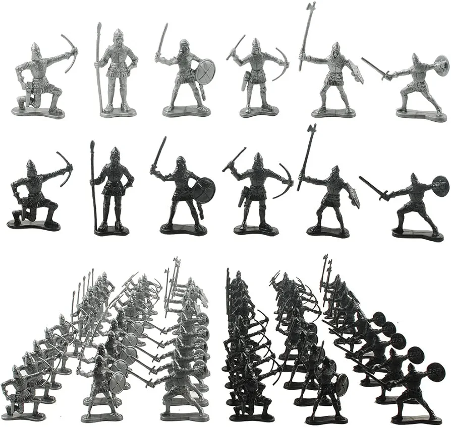 Medieval Knights Plastic Figure Toys Playset Accessories for Kids Children Medieval Playsets (60PCS)