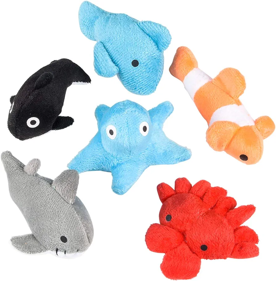 Rhode Island Novelty 3 Inch Sea Life Plush Toys Bag of 24 Pieces