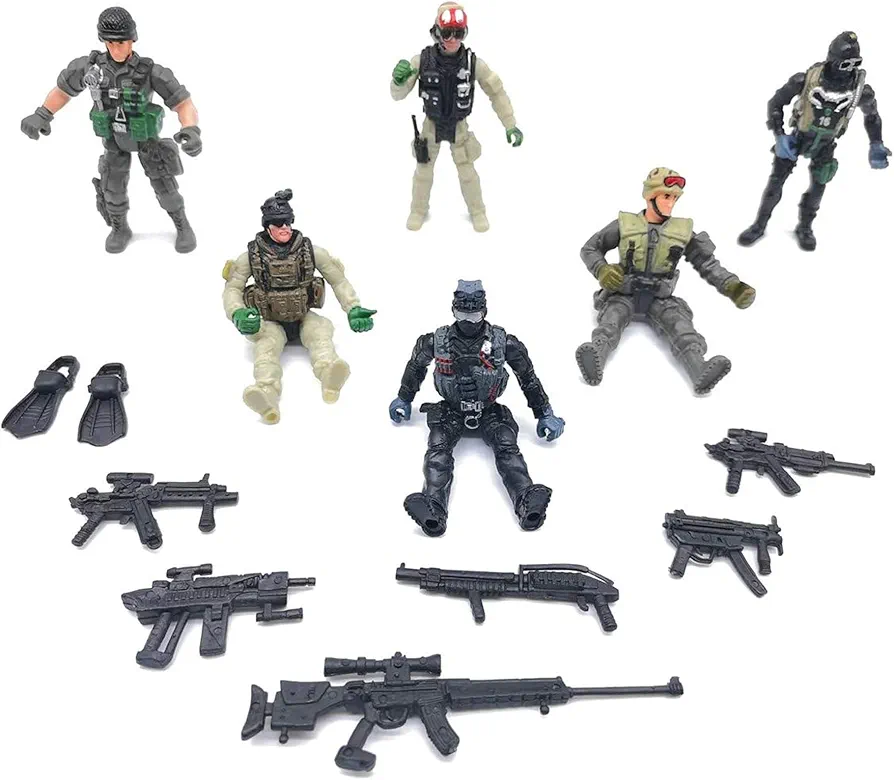 6 Pcs Military Team Action Soldiers Special Force Marine Recon Figure Elite Force Army