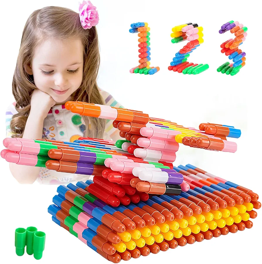 600 Pieces Building Blocks Kids STEM Toys Educational Discs Sets Interlocking Solid Plastic for Preschool Boys and Girls Aged 3+