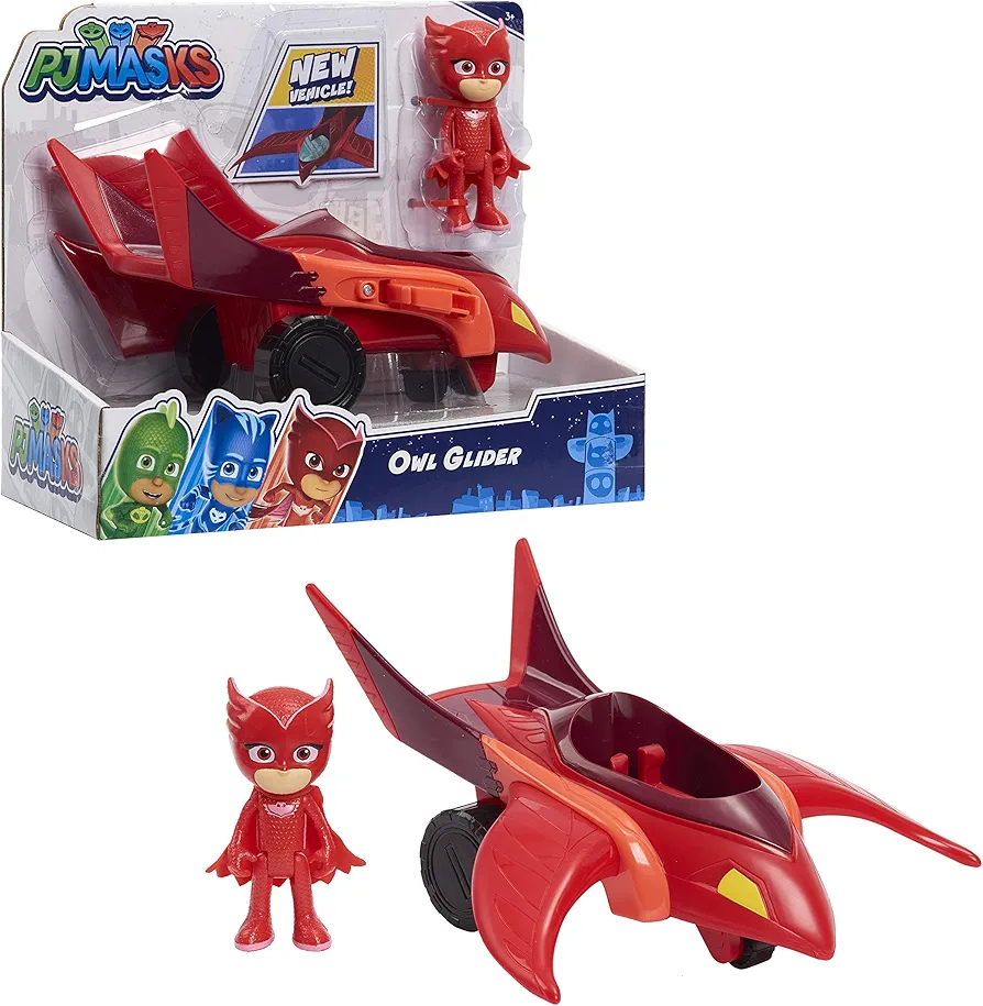 PJ Masks Owlette and Owl Glider, 2-Piece Articulated Action Figure and Vehicle Set, Red, Kids Toys for Ages 3 Up by Just Play