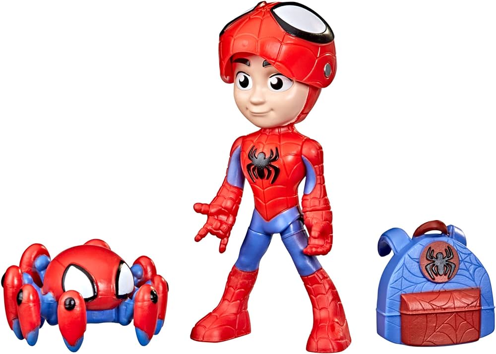 Spidey and His Amazing Friends Hero Reveal 2-Pack, 4-Inch Marvel Action Figures Mask-Flip Feature, Spidey and Trace-E, 3+ Years