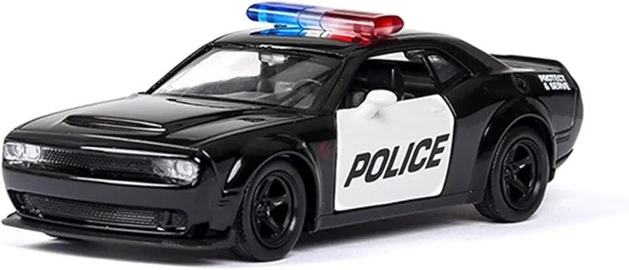 Scale model cars for Die-cast Police Car Model Challenger 2 Door Pull Back Metal Sports Car Toy Model 1/36 Toy Car Model