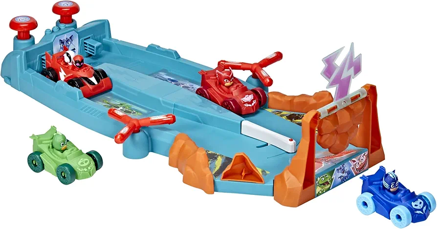 PJ Masks Animal Power Smash and Zoom Racetrack Preschool Toy, Zoomzania Raceway Vehicle Playset with 4 Cars for Kids Ages 3 and Up