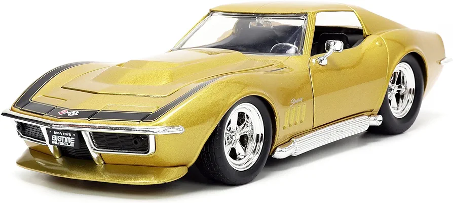 Jada Toys Big Time Muscle 1:24 1969 Chevy Corvette Stingray ZL-1 Die-cast Car Gold, Toys for Kids and Adults