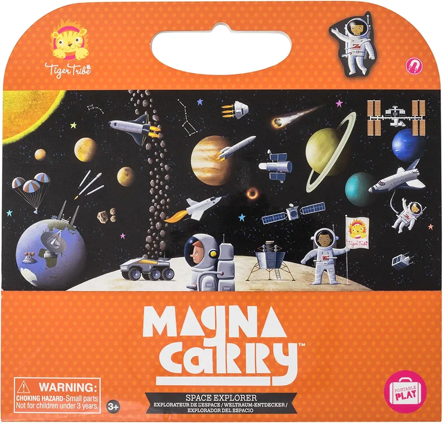 Magna Carry - Space Explorer - Fold Out Magnetic Play Scene, Create Solar System Scenes, Astronaut & Space Magnets, Portable, Kids Age 3+