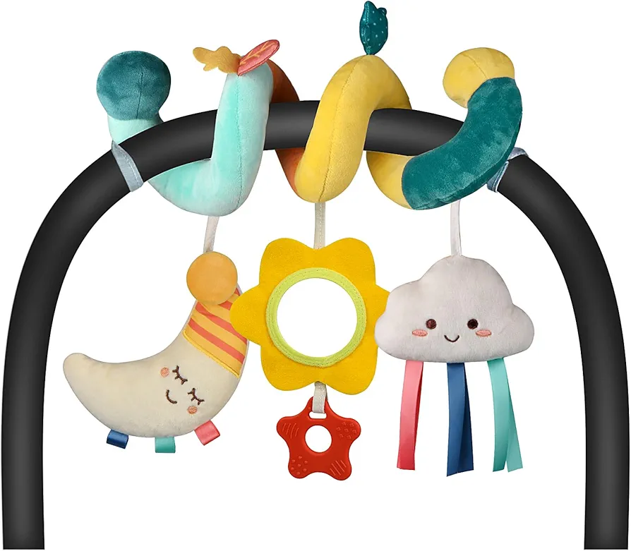 Car Seat Toys Infant Toys 0-6 Months Newborn Toys, Stroller Toys Baby Toys 0-3 Months, Baby Toys 0-6 Months for Crib Mobile Bassinet with Rattles Jingle Mirror Teether for 0 3 6 9 12 Boys Girls Babies