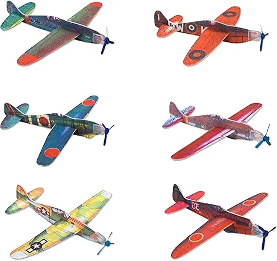 Rhode Island Novelty 8 Inch Flying Glider Plane, Set of 12 Multicolor