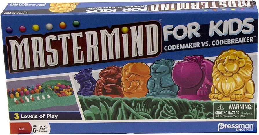 Pressman Mastermind for Kids - Codebreaking Game With Three Levels of Play Multicolor, 5"