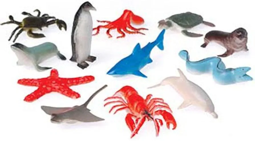 US Toy Company 2377 Mini Sea Animals - Pack of 12