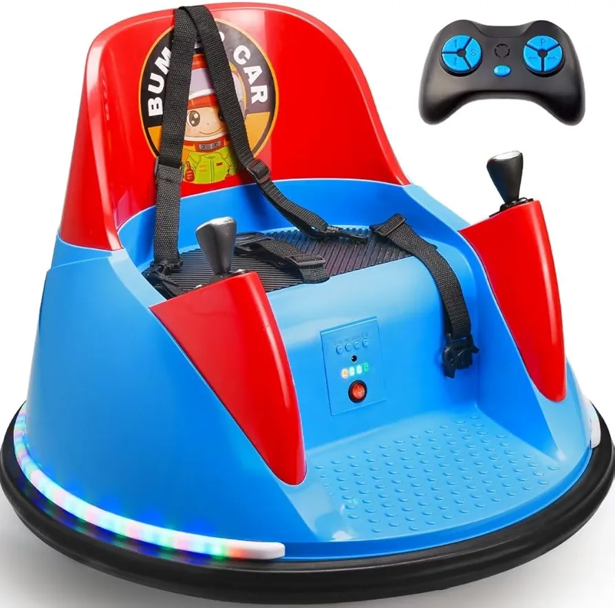 Zupapa 12V Bumper Car for Kids Toddler 1.5-6 Years with Remote Control Bluetooth Music 3 Speeds DIY License Plate Electric Ride on Toys Pass CPSIA ASTM Tests with CPC FCC certifications