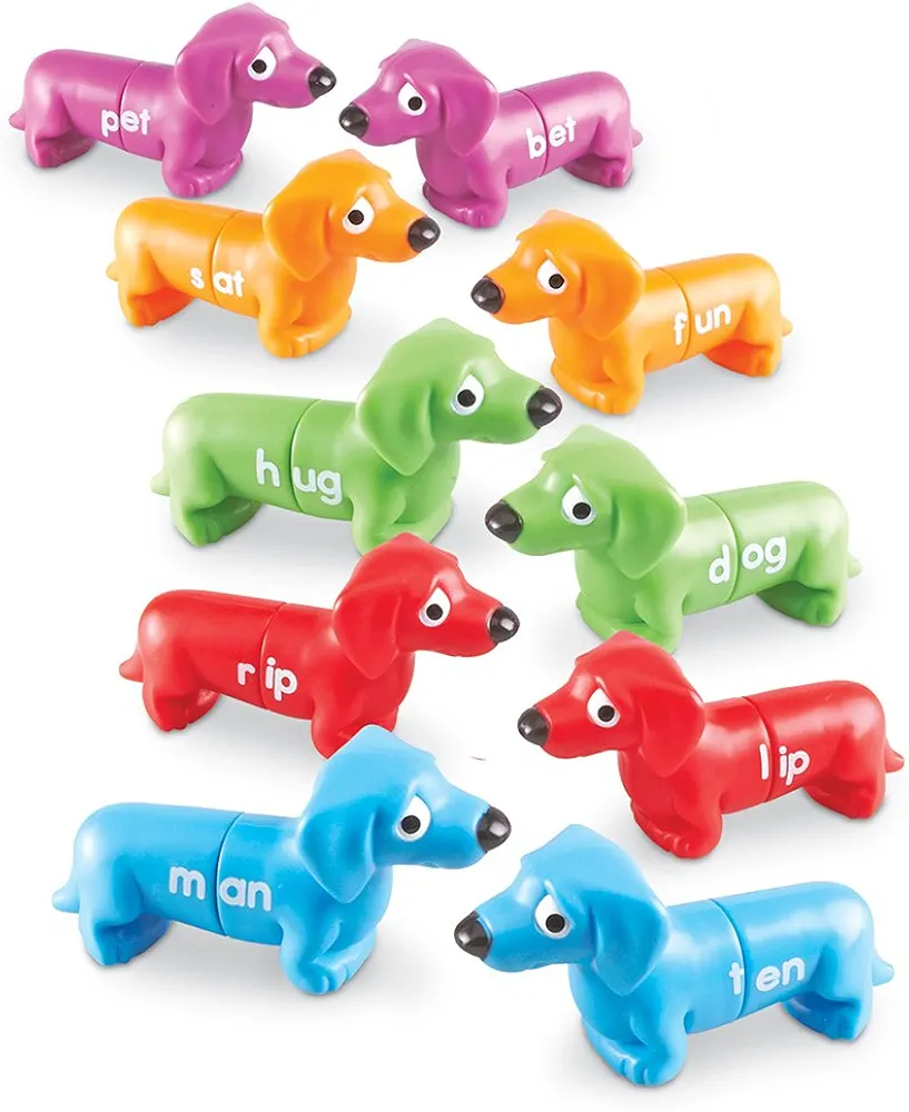 Learning Resources Snap-N-Learn Rhyming Pups Toy, Fine Motor Toys, Develops Color Recognition Skills, 20 Pieces, Ages 3+