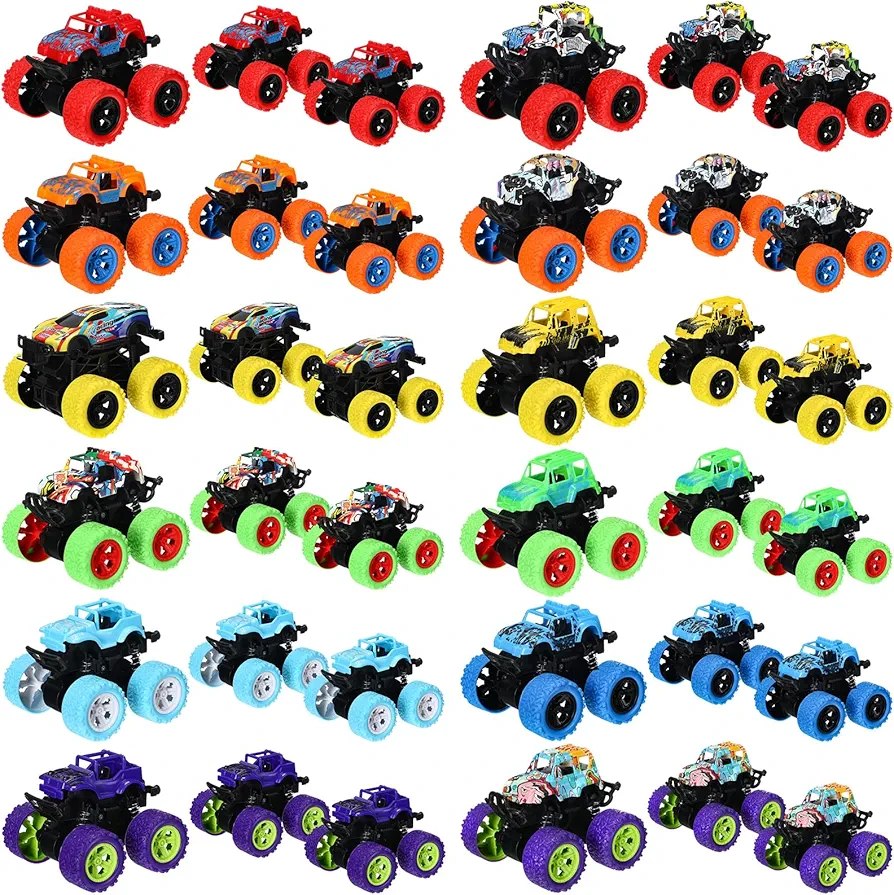 Shappy 36 Pcs Truck Toys for Kids Friction Powered Cars Vehicles Toys 360 Degree Rotating Toddler Cars Mini Push and Go Vehicles Truck Playset for Christmas Birthday Party Gift Boys Girls (Modern)