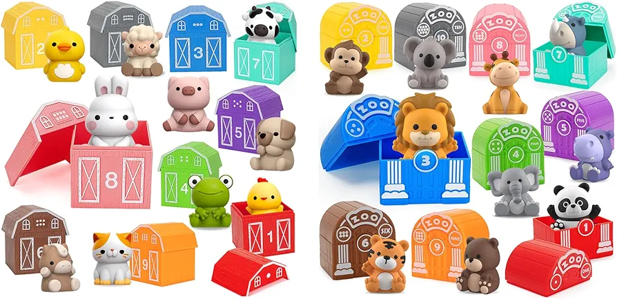 Aigybobo Learning Toys for 1,2,3 Year Old Toddlers, 40Pcs Animals Toys Montessori Counting, Matching & Sorting Fine Motor Games, Christmas Birthday Easter Gift for Baby Boys Girls Age 12-18 Months