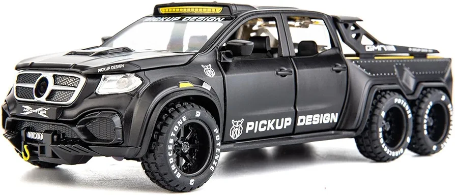 BDTCTK 1:28 Pickup X-Class Model Car, Diecast Zinc Alloy Pull Back Toy Car with Sound and Light for Kids Boy Girl Black