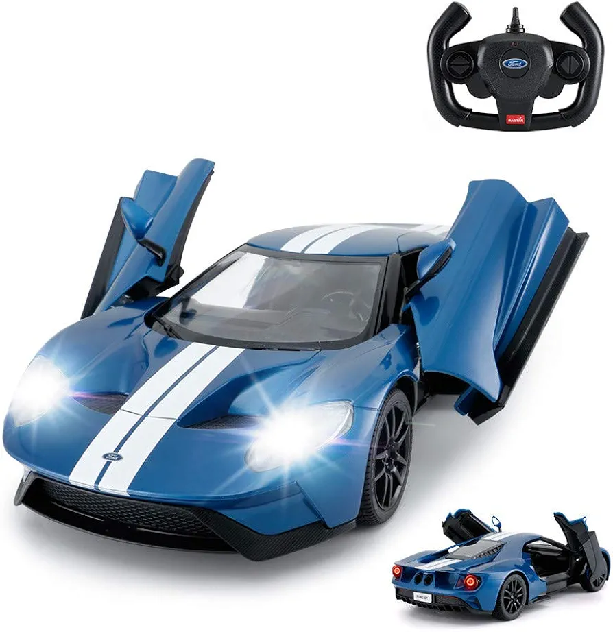 RASTAR RC Car | 1/14 Ford GT Remote Control RC Race Toy Car for Kids, Open Doors by Manual, Blue (2.4GHz)