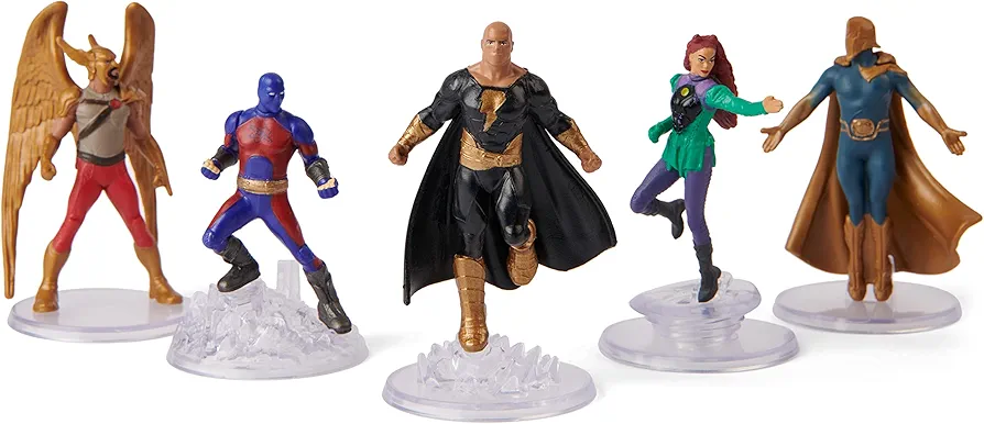 DC Comics, Black Adam Justice Society Set 5-Pack, 2-Inch Action Figures with Stands, Black Adam Movie Collectible Kids Toys, Ages 3 and Up