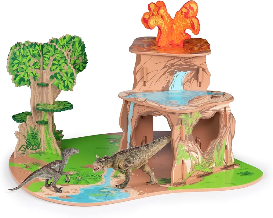 Papo - The Dinosaurs - The Land of Dinosaurs - 80110 - Wooden playset for Figurines - Collectible - for Children - Suitable for Boys and Girls - from 3 Years Old