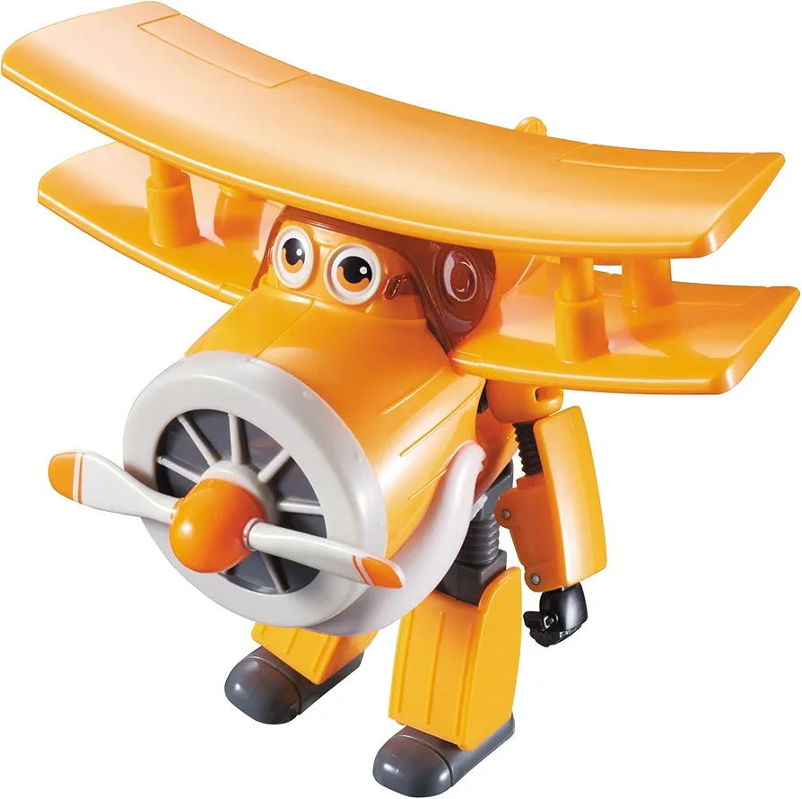 Super Wings 5" Transforming Grand Albert Airplane Toys, Vehicle Action Figure, Plane to Robot, Fun Toys for 3+ Year Old Boys and Girls, Preschool Kids Birthday Gift Orange