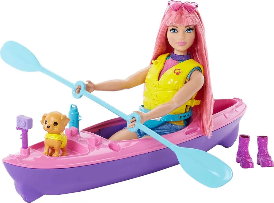 Barbie It Takes Two Doll & Accessories, Playset with Kayak, Puppy & More, Daisy Doll with Curvy Body & Pink Hair