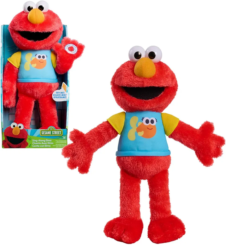 SESAME STREET 13-inch Sing-Along Plush Elmo with Lights and Sounds, Super-Soft and Huggable, Kids Toys for Ages 18 Month by Just Play