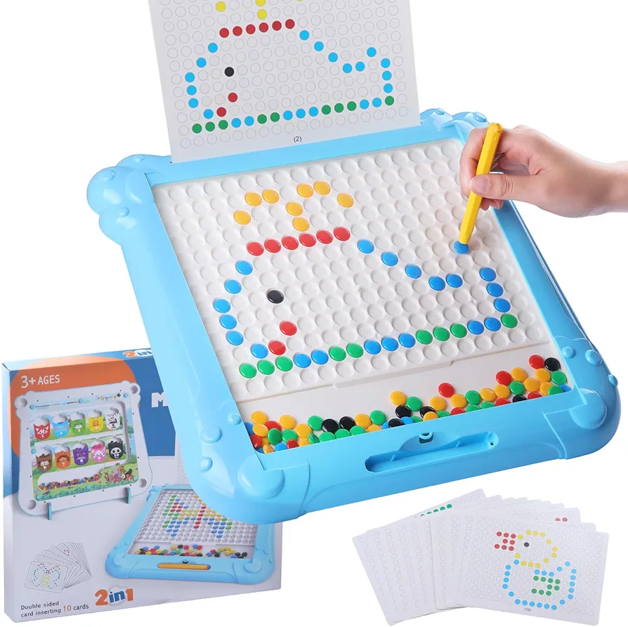 Magnetic Drawing Board for Kids, 2 in 1 Magnetic Color and Number Maze & Magnetic Drawing Board, Double-Sides Color Matching Toddler Educational Preschool Toys Boys Girls