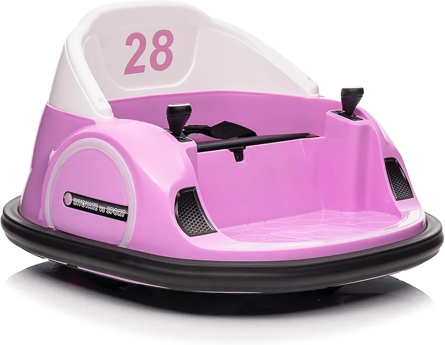 12V Kids Ride On Bumper Car Electric Vehicle for Toddlers Ride on Toy Bumping Car with Remote Control, Battery Display, 360°Spin, LED Lights, MP3, USB, Pink