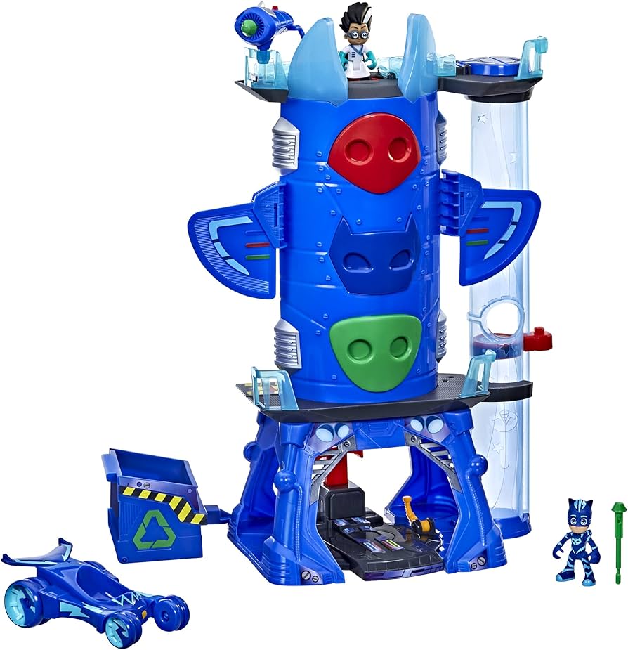 PJ Masks Deluxe Battle HQ Playset with Lights and Sounds, 2 Action Figures, Car Toy, Preschool Toys, Toys for 3 Year Old Boys and Girls and Up