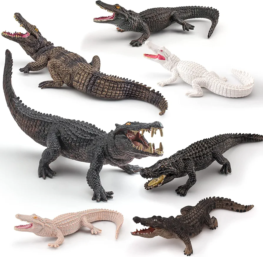 Wildlife Jungle Reptiles Animal Figure Playset 7 PCS Crocodile Action Figures Model Toys for Boys Girls Kids