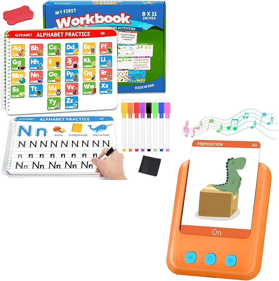 Preschool Workbook with Talking Flash Cards Set