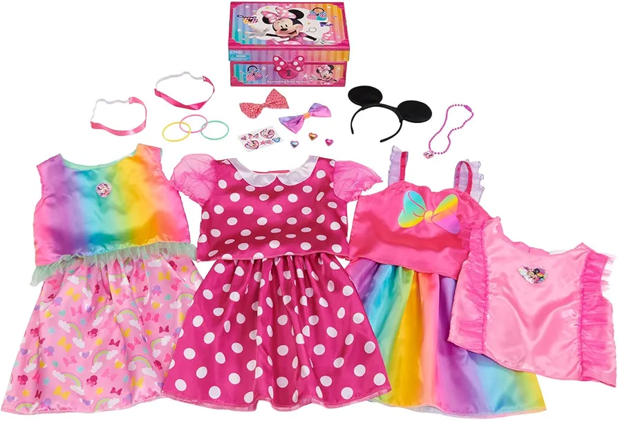 Disney Junior Minnie Mouse Bowdazzling Dress-Up and Pretend Play Trunk, Fits Sizes 4-6X, Kids Toys for Ages 3 Up, Amazon Exclusive by Just Play