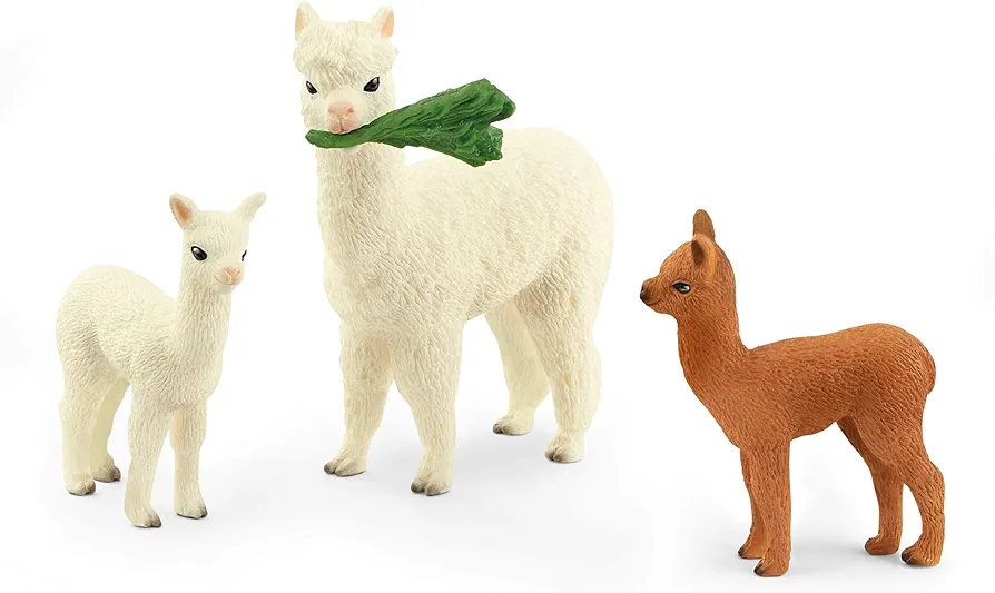 Schleich Farm World, Farm Animal Toys for Boys and Girls, 4-piece Alpaca Playset with Mother and Baby Alpacas, Ages 3 and Above