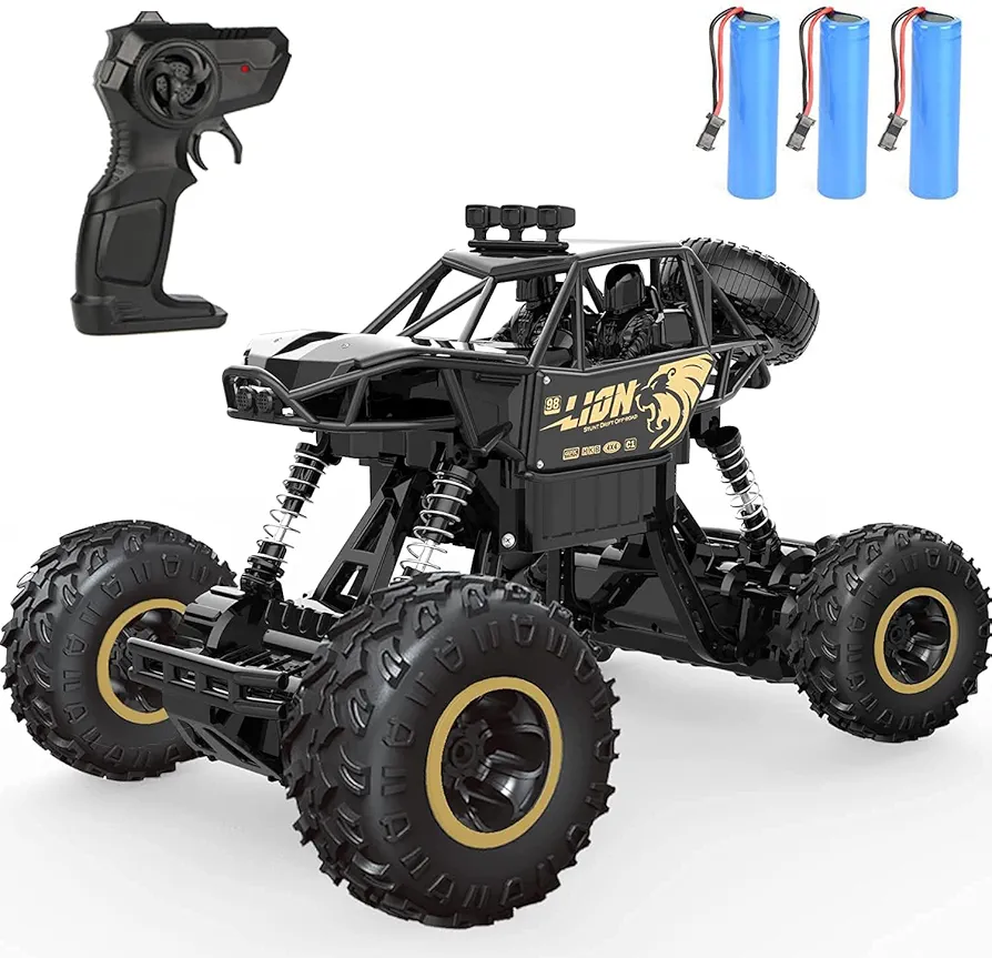 4DRC C3 RC Cars,Remote Control Off Road Monster Truck, Metal Shell Car 2.4Ghz 4WD Dual Motors, All Terrain Hobby Truck with 120 Min Play Boy Adult Kids Gifts Toys,Blakc