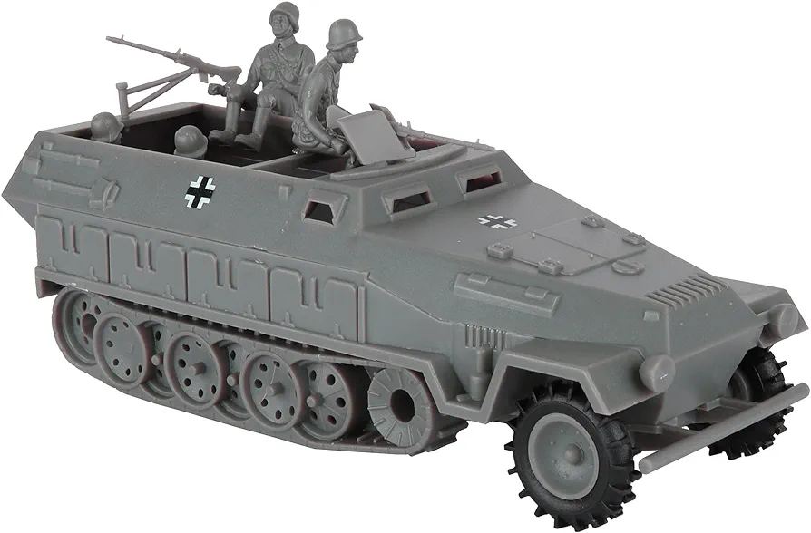 BMC CTS WW2 German Hanomag Halftrack - 5pc Gray Plastic Army Men Armored Vehicle