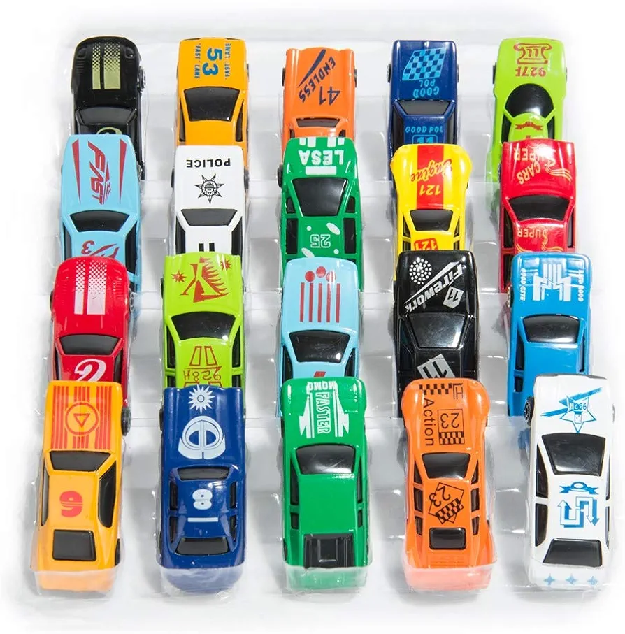 20 PCS Die Cast Metal Toy Cars, Vehicle Set for Toddlers, Child Party Favors, Cake Toppers, Stocking Stuffers, Race Cars for Boys, Gift Set for Babies