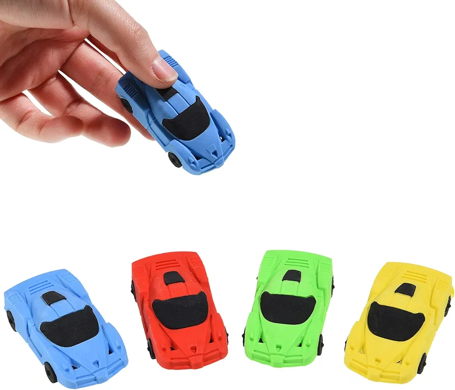 Car Erasers for Kids, 12Pcs 3D Mini Vehicle Puzzle Take Apart Erasers for Party Favors Classroom Rewards